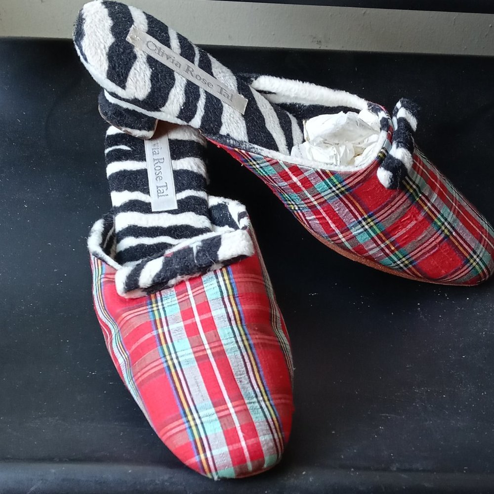 MARKED DOWN $20~~Gorgeous Olivia Rose Tal Shoes-Zebra/Plaid Bow~L